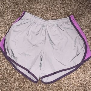 Purple and gray Nike shorts